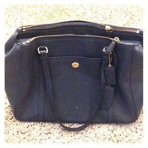 Navy blue leather coach purse